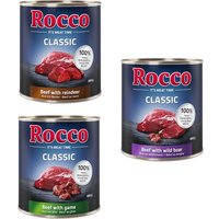 Ekonomipack: Rocco Classic 24 x 800 g - Viltmix:  Nötkött & vilt, Nötkött & ren, Nötkött & vildsvin