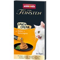 animonda Vom Feinsten Adult Snack-Cream - 6 x 15 g med kyckling + kattgräs