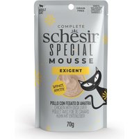 12x70g Pui cu ficat de rață Special Exigent Schesir Hrană umedă pentru pisici