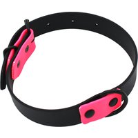 Heim halsband tvåfärgat och nitat, svart/rosa - 50 cm långt, 25 mm brett