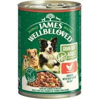 6x400g James Wellbeloved Adult Dog Grain Free Hypoallergenic poulet en pâté nourriture pour chiens humide