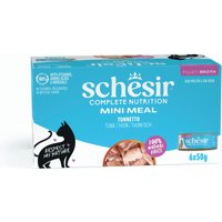 Lot économique : 24x50g Schesir Complete Nutrition Filet au bouillon thon nourriture pour chat humide