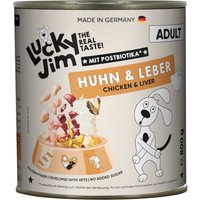 6x800g Lucky Jim Adult Kip & Lever natvoer voor honden