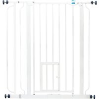 Carlson extra högt hundgaller med smådjursdörr - 75 - 90 cm brett, vitt