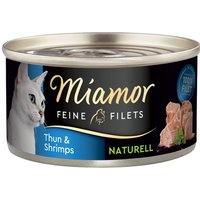 6x80g Filets Fins Naturels thon, crevettes Miamor - Nourriture pour Chat