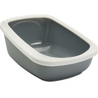 Bac à litière à haut rebord gris clair / blanc Savic Aseo XXL pour chat
