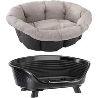 Conjunto: Siesta Deluxe da Ferplast + capa Sofà Tweed bege - Conjunto tamanho 6: Cesto + cobertura + pés