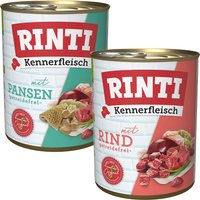 Ekonomipack: RINTI Kennerfleisch 24 x 800 g - Mixpack III med nötkött, 2 sorter