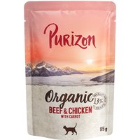 Purizon Organic 6 x 85 g comida húmida para gatos - Vaca e frango com cenoura