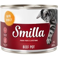 6x200g Smilla bœuf bœuf, dinde - Pâtée pour chat