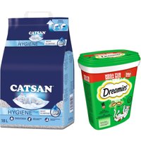 18L Hygiène plus Catsan Litière + 2x350g herbe à chat Catisfactions mega tube : -15 % !