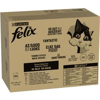 120x85g Jumbopack Felix Tendres Effilés bœuf, poulet, cabillaud, thon - Pâtée pour chat