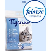 Litière Tigerino Premium Febreze Cotton Fresh pour chat - 12 kg