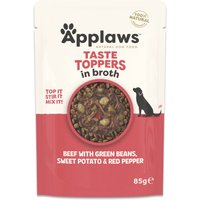 12x85g Applaws Taste Toppers en bouillon bœuf, haricots verts - Pâtée pour chien