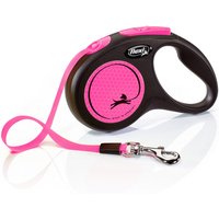 Laisse-enrouleur flexi New Neon (5 m), rose pour chien - taille M : jusqu'à 25 kg