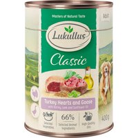 Lukullus Adult 6 x 400 g pour chien - cœurs de dinde & oie