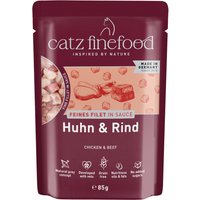 Lot économique : 32 x 85 g catz finefood Filet Fin poulet et bœuf, nourriture humide pour chat