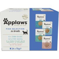 24x70g Sélection de poissons (4 variantes) Applaws Cat Natural Sélection de poissons au bouillon nourriture humide pour chat