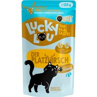 48x 125g Lucky Lou adulte volaille & cerf nourriture pour chat humide