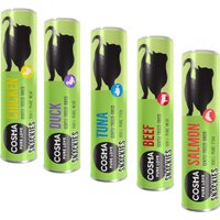Blandat provpack: Cosma Snackies - Kyckling, tonfisk, anka, lax, nötkött 116 g 5 sorter