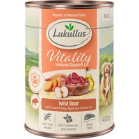 Lot Lukullus Vitality 24 x 400 g pour chien - Système immunitaire : sanglier (sans céréales)