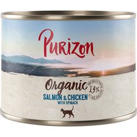 Voordeelpakket Purizon Organic 24 x 200 g - Zalm en kip met spinazie