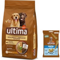 Ultima Hundfoder + 180 g Dental Sticks Medium / Maxi på köpet! Golden & Labrador Retriever kyckling 14 kg