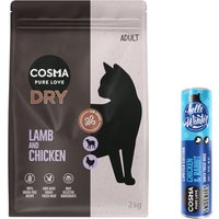 2kg agneau, poulet Cosma Croquettes pour chat + 26g édition d'hiver Snackies Cosma offerts !