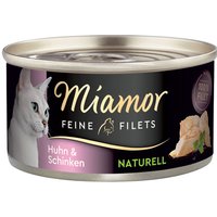 6x80g poulet, jambon Filets Fins Naturels Miamor - Nourriture pour Chat