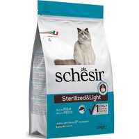 1.5kg Schesir Sterilized & Light au poisson croquettes pour chat