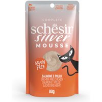 12x80g Schesir Silver Mousse zalm en kip kattensnacks