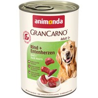 6x400g animonda GranCarno Original Adult bœuf, cœurs de canard Pâtée pour chien