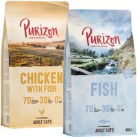 2x400g Purizon sans céréales poulet, poisson poisson - Croquettes pour chat