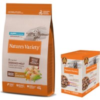 Nature's Variety torrfoder + Original Paté No Grain våtfoderblandning på köpet! - 10 kg Healthy Grains Puppy Medium/Maxi Kyckling + 4 x 300 g Medium/Maxi
