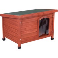 - S: B 85 x D 57 x H 58 cm - Woody Platdak-Hondenhok met Kunststof Deur — afbeelding 1