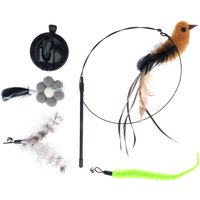zooplus Basics 4-in-1 Interactive Cat Toy - Dangler (95cm), 4 Attachments (each 15cm)