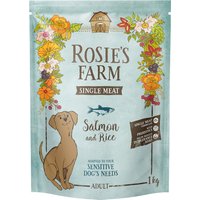 1kg Rosie's Farm Single Meat Adult poisson avec riz nourriture sèche pour chien