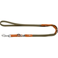 HUNTER justerbart koppel Wolmar BioThane® x läder, khaki/orange - 200 cm lång, 19 mm bred