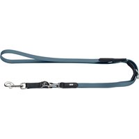 HUNTER justerbart koppel Wolmar - BioThane® x läder, blågrå/svart - 200 cm lång, 19 mm bred