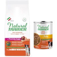 12 kg Natural Trainer + 2 x 400 g passande våtfoder på köpet! - Adult Medium Prosciutto Crudo + Paté Medium & Maxi Adult kyckling