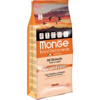 2 x 12 kg Monge Superpremium Crocchette cane - BWild Grain Free All Breeds con Anatra e Patate