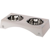 Ferplast Legno 04 LEGNO KC 55 dubbelskål med hållare - 2 x 1,2 l, L 49,5 x B 23 x H 9,6 cm