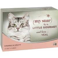 48x85g My Star is a little Gourmet Bouchées en sauce veau, carottes - Sachet pour chat