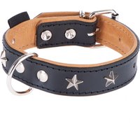 Collier en cuir Heim Stars, noir taille 60 tour de cou 45-55 cm - pour chien