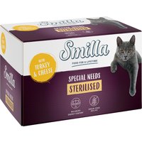 6x100g Smilla Sterilised en barquettes dinde, fromage - Pâtée pour chat