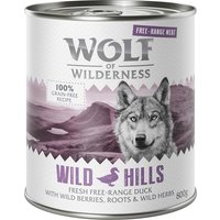 6x800g Free Range Wild Hills canard Wolf of Wilderness - Pâtée pour chien