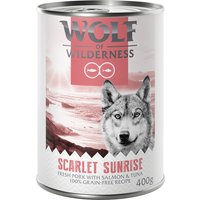 Wolf of Wilderness "Red Meat" 6 x 400 g - Scarlet Sunrise: Fläsk, lax & tonfisk
