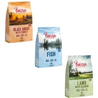 3x1kg Purizon Adult sans céréales bœuf Black Angus & dinde, agneau & saumon, poisson
