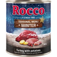 6x800g Édition limitée Rocco Menu d'hiver bœuf, dinde, pommes de terre - Pâtée pour chien