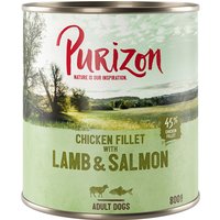 6x800g Purizon Adult agneau, saumon, pommes de terre, poires - Pâtée pour chien
